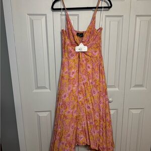 Angie Vibrant Pink and Yellow Floral Dress